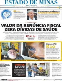 Capa do jornal Estado de Minas 20/05/2019