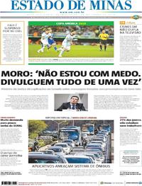 Capa do jornal Estado de Minas 20/06/2019