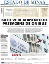 Capa do jornal Estado de Minas 20/12/2019