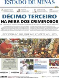 Capa do jornal Estado de Minas 22/12/2019