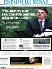 Capa do jornal Estado de Minas 25/09/2019