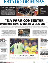 Capa do jornal Estado de Minas 28/06/2019