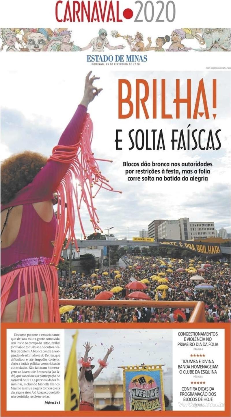 Capa do jornal Estado de Minas Capa jornal Estado de Minas