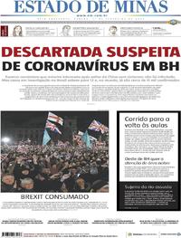 Capa do jornal Estado de Minas 01/02/2020