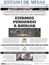 Capa do jornal Estado de Minas 01/05/2020