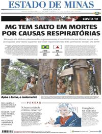Capa do jornal Estado de Minas 03/04/2020