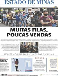 Capa do jornal Estado de Minas 07/08/2020