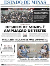 Capa do jornal Estado de Minas 08/05/2020