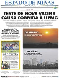 Capa do jornal Estado de Minas 08/10/2020