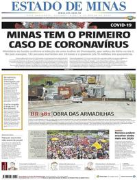 Capa do jornal Estado de Minas 09/03/2020