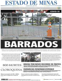 Capa do jornal Estado de Minas 09/04/2020