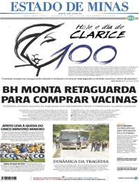 Capa do jornal Estado de Minas 10/12/2020