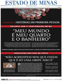 Capa do jornal Estado de Minas 13/03/2020