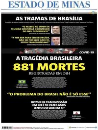 Capa do jornal Estado de Minas 13/05/2020