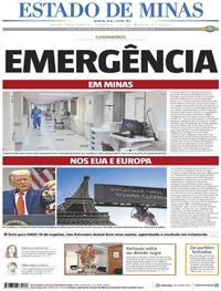 Capa do jornal Estado de Minas 14/03/2020