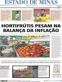 Capa do jornal Estado de Minas 14/10/2020