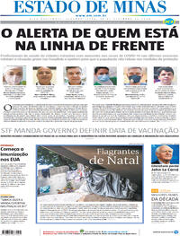 Capa do jornal Estado de Minas 14/12/2020