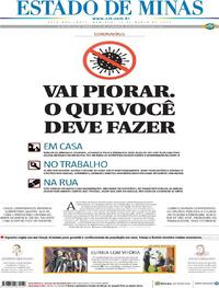 Capa do jornal Estado de Minas 15/03/2020