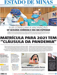 Capa do jornal Estado de Minas 15/12/2020
