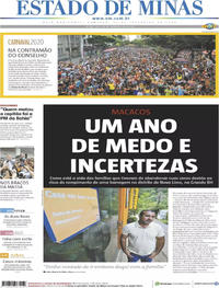 Capa do jornal Estado de Minas 16/02/2020