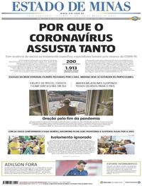 Capa do jornal Estado de Minas 16/03/2020