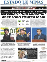 Capa do jornal Estado de Minas 17/04/2020