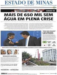 Capa do jornal Estado de Minas 18/04/2020