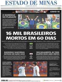 Capa do jornal Estado de Minas 18/05/2020