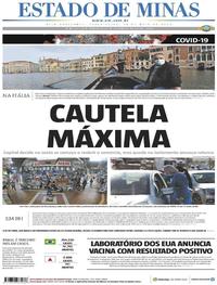 Capa do jornal Estado de Minas 19/05/2020