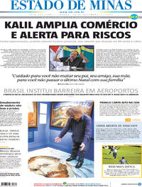 Capa do jornal Estado de Minas 19/12/2020