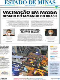Capa do jornal Estado de Minas 20/12/2020