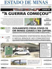 Capa do jornal Estado de Minas 21/04/2020