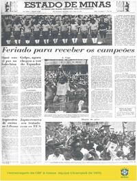 Capa do jornal Estado de Minas 21/06/2020