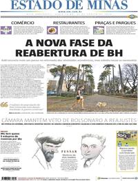 Capa do jornal Estado de Minas 21/08/2020