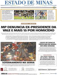 Capa do jornal Estado de Minas 22/01/2020