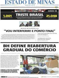 Capa do jornal Estado de Minas 23/05/2020