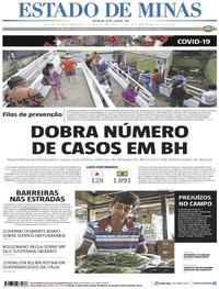 Capa do jornal Estado de Minas 24/03/2020