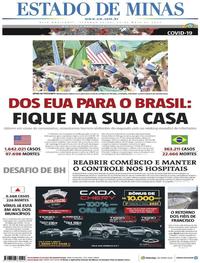 Capa do jornal Estado de Minas 25/05/2020