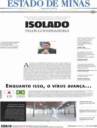 Capa do jornal Estado de Minas 26/03/2020