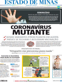 Capa do jornal Estado de Minas 27/12/2020