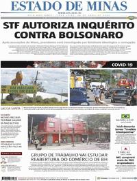 Capa do jornal Estado de Minas 28/04/2020