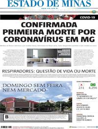 Capa do jornal Estado de Minas 30/03/2020