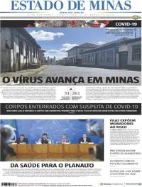 Capa do jornal Estado de Minas 31/03/2020