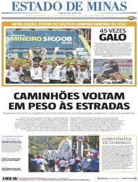 Capa do jornal Estado de Minas 31/08/2020