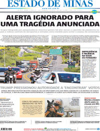Capa do jornal Estado de Minas 04/01/2021