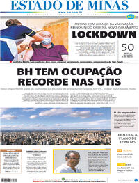Capa do jornal Estado de Minas 05/01/2021