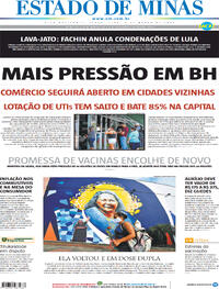 Capa do jornal Estado de Minas 09/03/2021