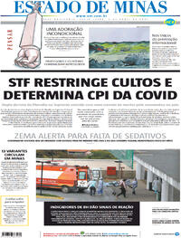 Capa do jornal Estado de Minas 09/04/2021