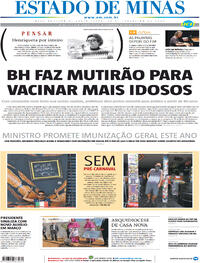 Capa do jornal Estado de Minas 12/02/2021