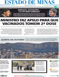 Capa do jornal Estado de Minas 13/04/2021